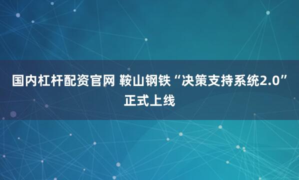 国内杠杆配资官网 鞍山钢铁“决策支持系统2.0”正式上线